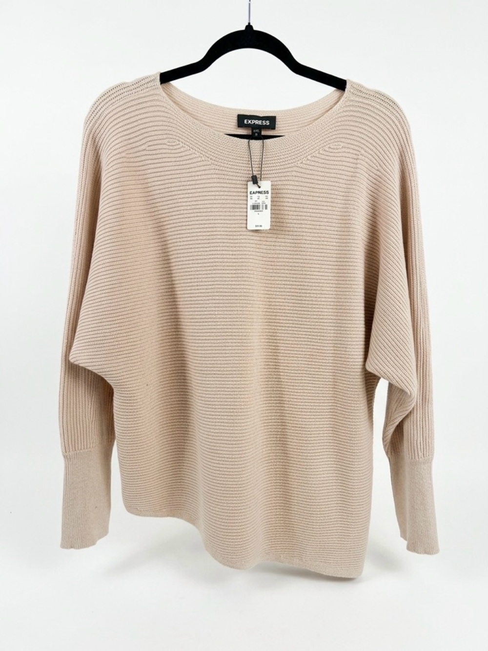 Express Beige Ribbed Knit Dolman Sweater - BRAND NEW